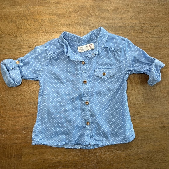 Zara Other - Zara Blue Button Down Shirt with Rolled Sleeves
